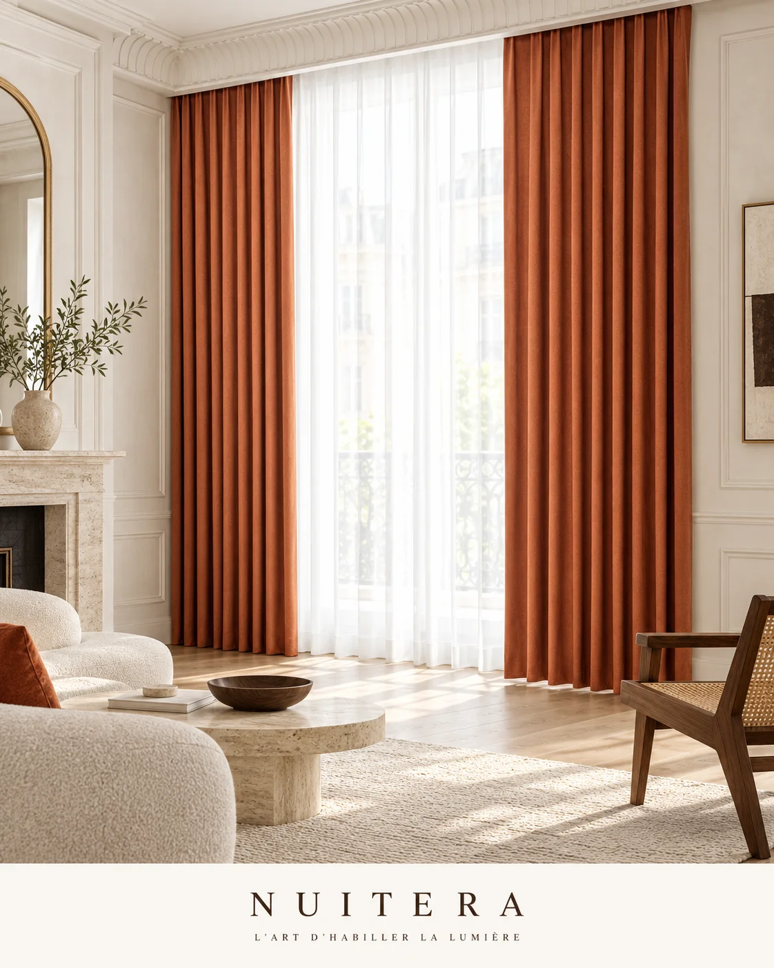 Rideau uni orange — visuel d’ambiance NUITERA