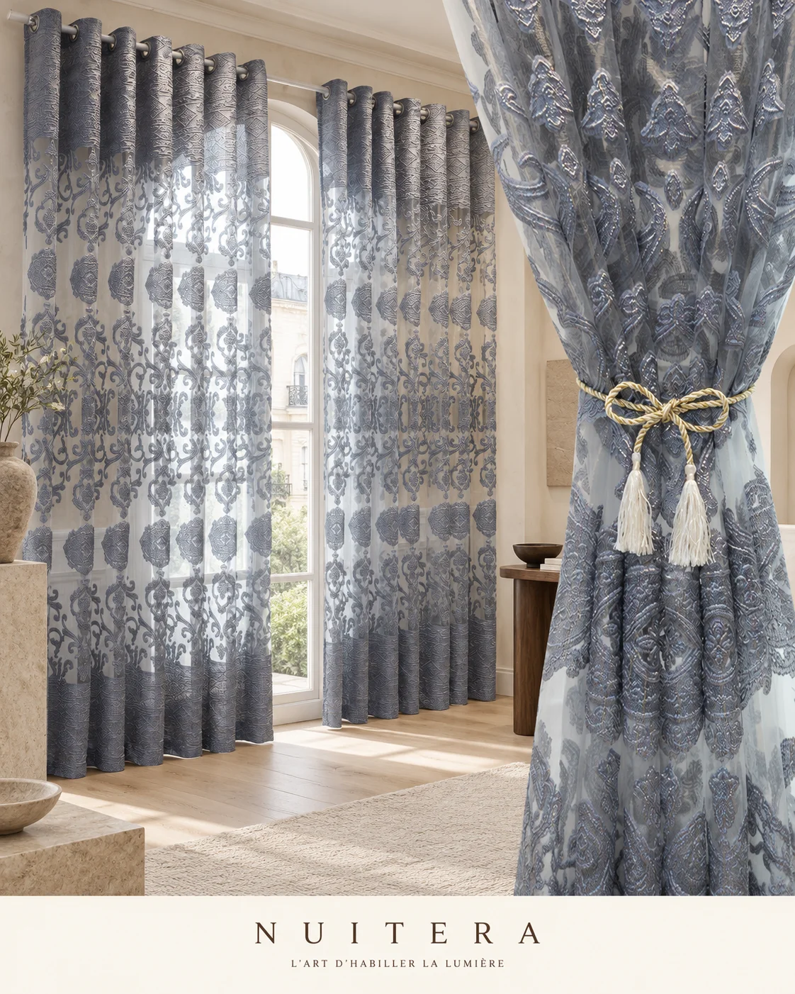Voilage floral TM0003 — visuel d’ambiance NUITERA