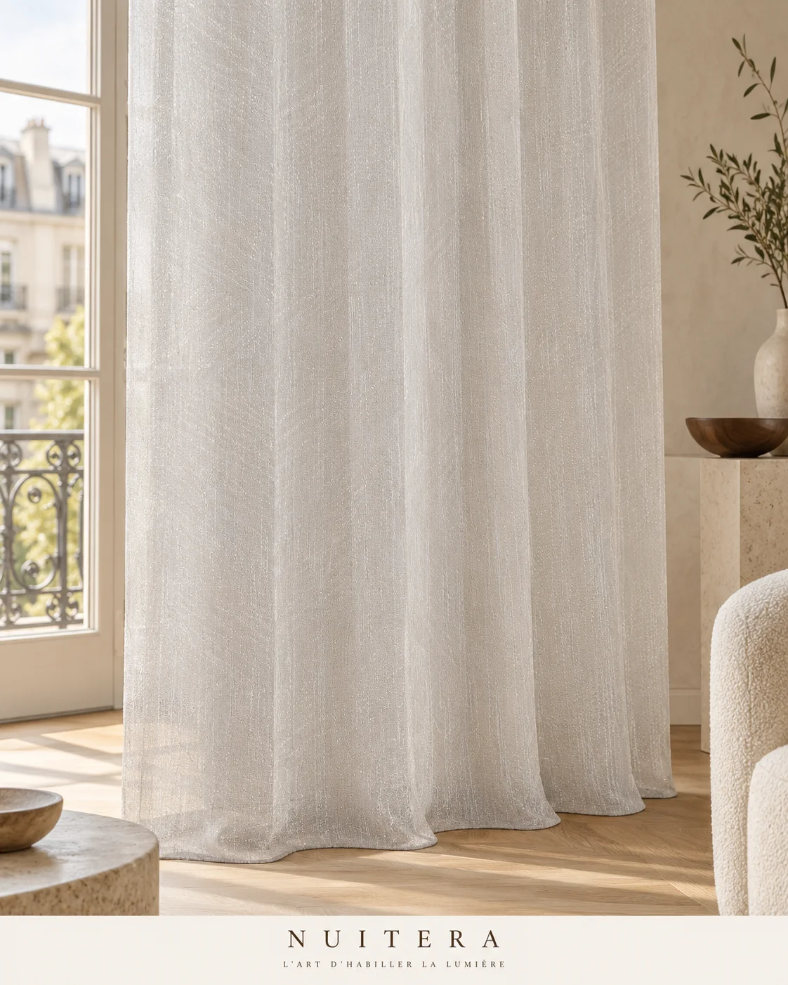 Voilage jacquard texturé — visuel d’ambiance NUITERA