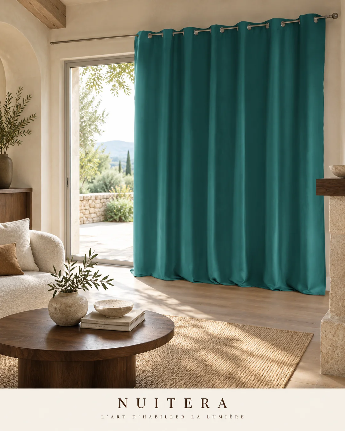 Rideau occultant grande largeur 280 × 260 cm — visuel d’ambiance NUITERA